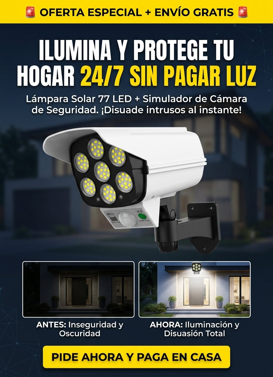 Lampara Solar Camara Falsa Sensor 77 LED