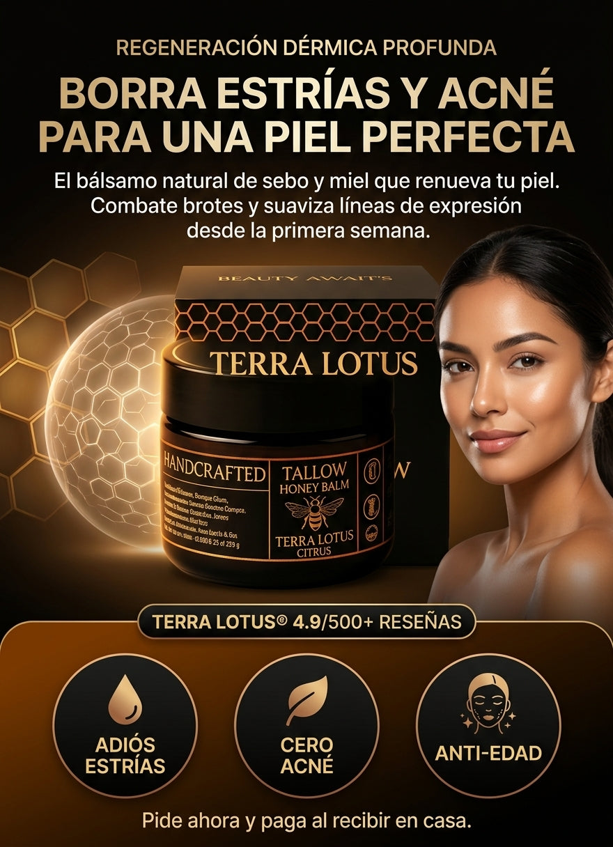 SEBO DE RES TERRA LOTUS ELIMINA BROTES DE ACNE , ESTRIAS ,LINEA DE EXPRESION